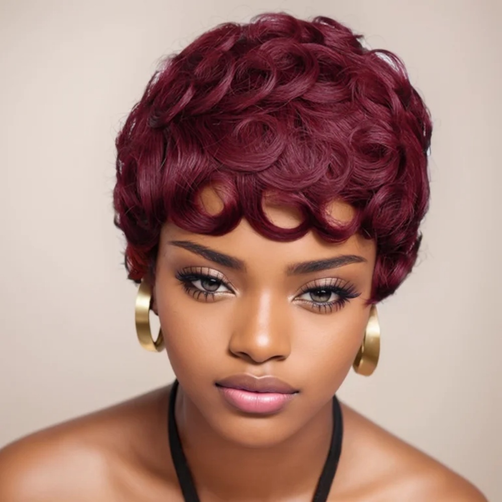 Short Pixie Cut Wig Human Hair Cheap - Parrucca Pixie Cut 99J Parrucca per