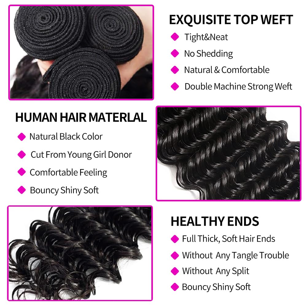 Capelli Umani Vergini Brasilia - Deep Wave 3 Bundles With Closure recensione e prezzo