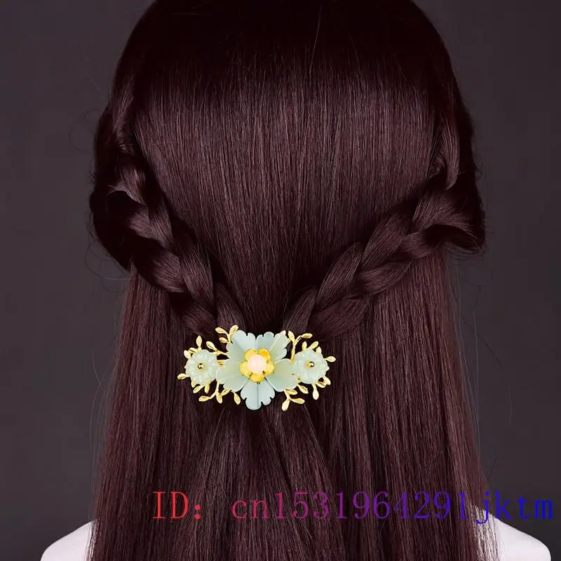 Green Jade Flower Barrette Des - Hair Clips recensione e prezzo